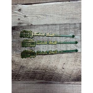 RARE Green Vintage San Francisco Tadich Grill Cable Car Souvenir Swizzle Stick